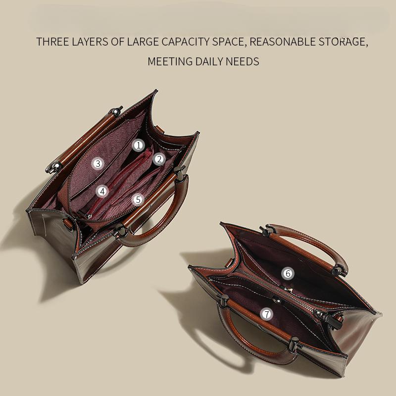 Voks kuskinn stor veske Damemote Temperament Mote Skulderveske Dame Crossbody ekte skinn Dameveske