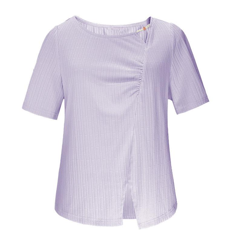 

Летняя новая футболка с круглым вырезом, женский топ Pure Desire больших размеров с коротким рукавом 6XL фиолетовый