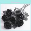 Gothic Black Rose Artificial Silk Flower Bouquet For Wedding Photography Decor