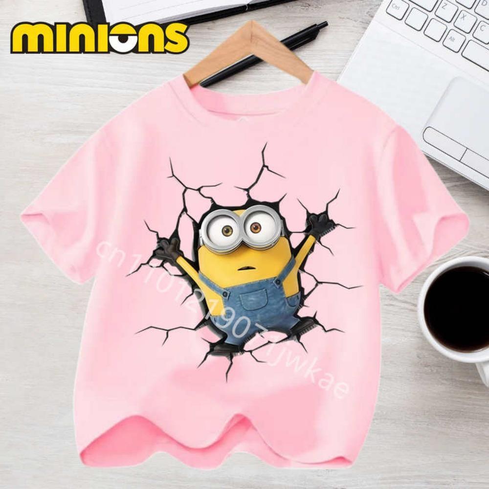 Anime Minions T-shirts for Children Kawaii Cartoon Graphic T Shirts Girls Casual Short Sleeves Tops Summer Baby Boys Clothing