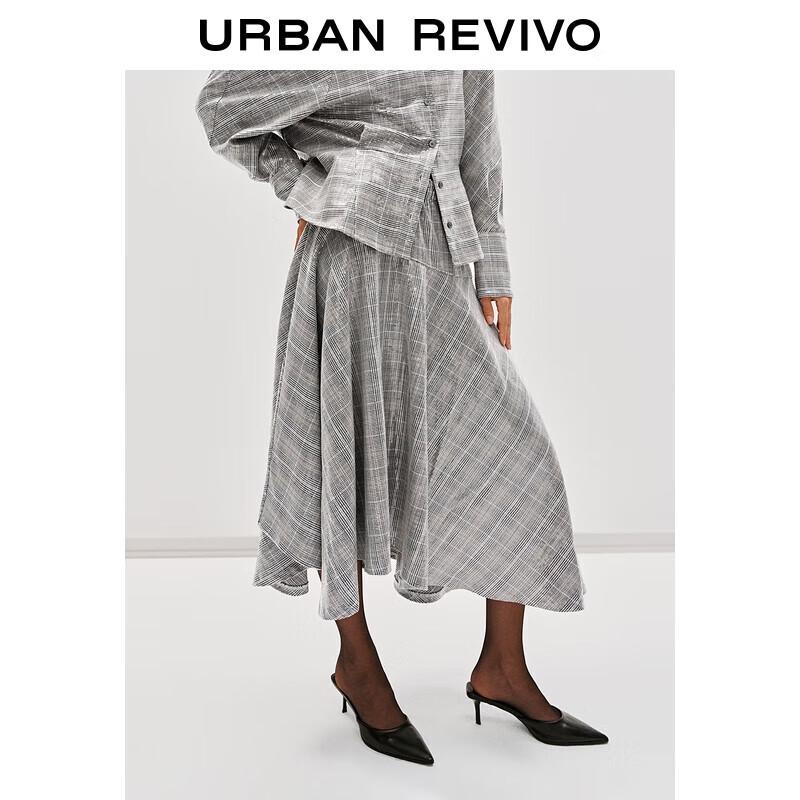 UR Women s 2025 Winter Plaid Sequin Irregular Half Skirt S