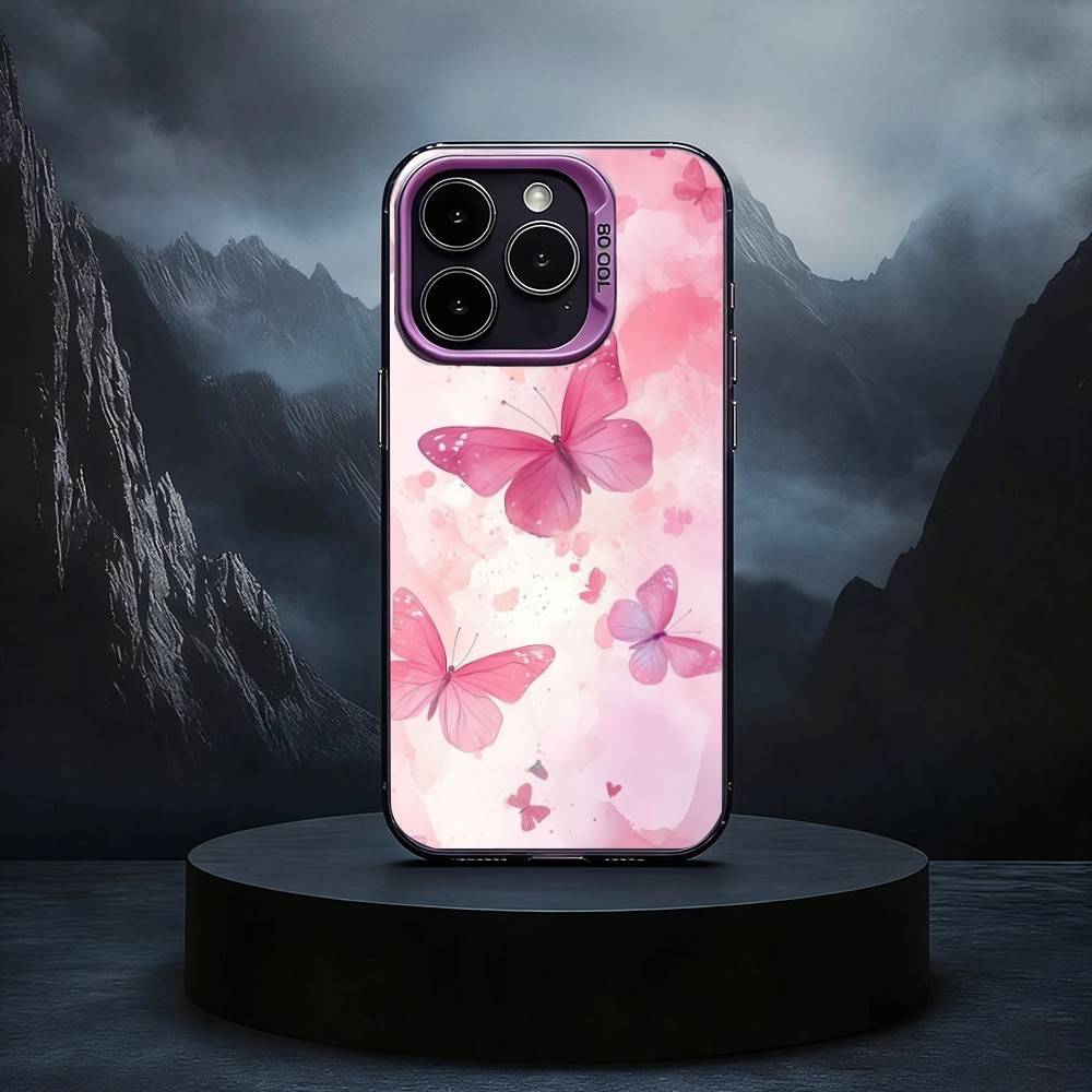 P-Painting B-Butterfly Phone Case For iPhone17,16,15,14,13,12,11 Plus,Pro Max Black Candy silver phone case