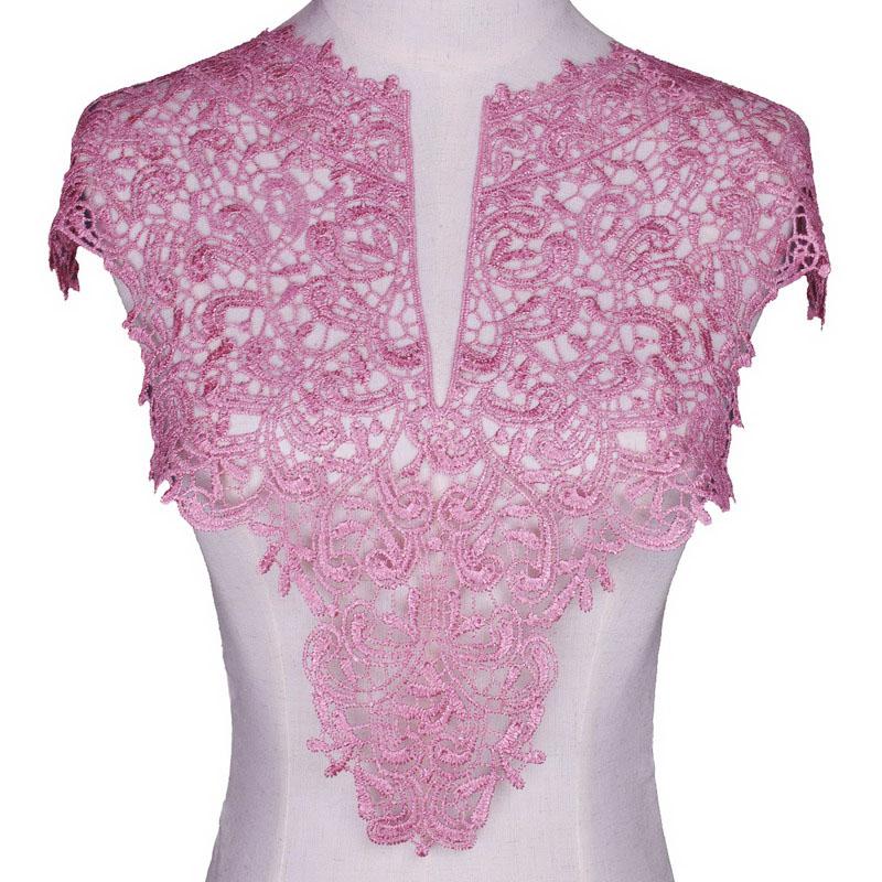 

1 шт., черная кружевная ткань, вышитая аппликация, кружевной вырез, воротник, аксессуары для одежды «сделай сам», принадлежности для рукоделия, шитья розовый