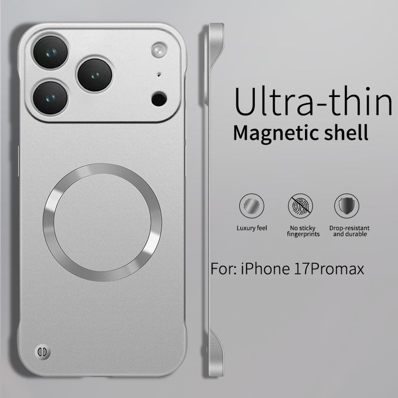 

Slim Metallic Paint Cooling Frameless Magnetic Charge PC Case For IPhone 17 Air 16 15 14 Plus 13 12 Pro Max Half-pack Back Cover iPhone 13