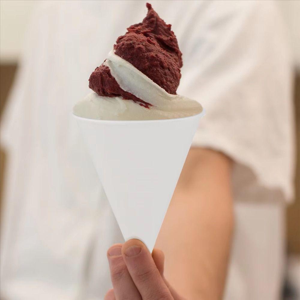 200Pcs Coated White Paper Cone Cups 3.7Oz/4.5Oz Cone Party Tableware Disposable Paper Cups  Slush
