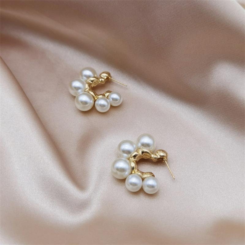New Fashion C-shaped Large Pearl Earrings  for Women Girl Gift Jewelry Wholesale