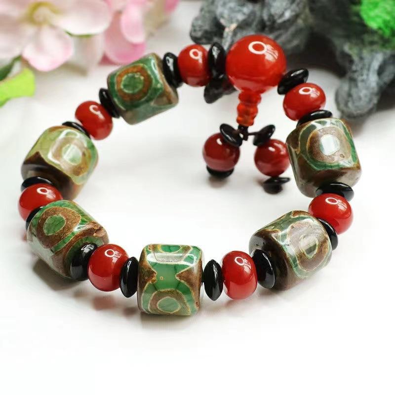 2026 Sanyan Tibet Beads Red Agate Barrel Bead Bracelet Ornament Factory Live Delivery S1122578