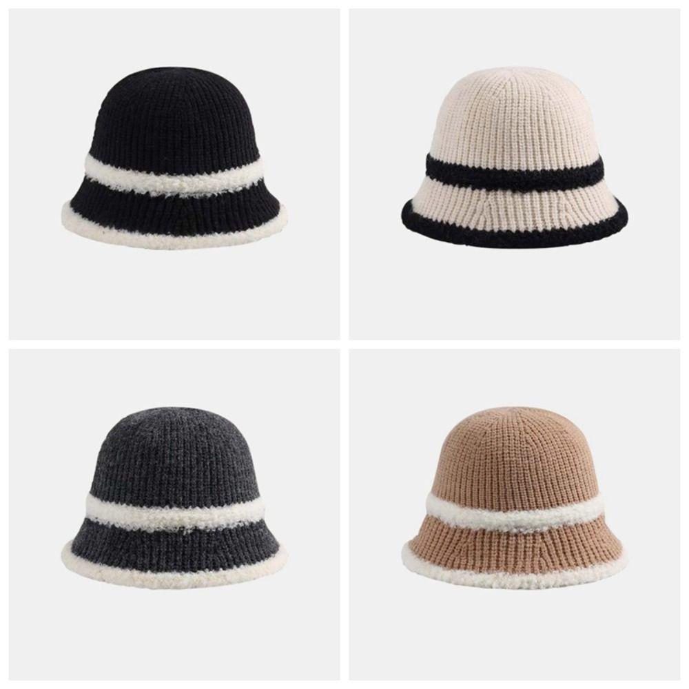 Temperament Knitted Bucket Hat Breathable Woven Fisherman Hat Elegant Sunshade Basin Cap  Summer