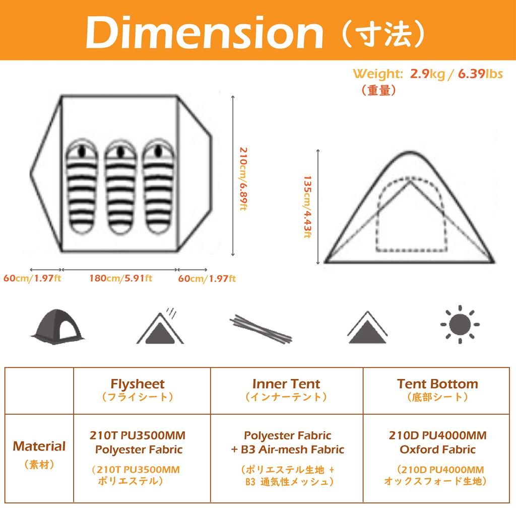 TRIWONDER Double Layer Tent for 1, 2, or 3 People, Outdoor, Disaster Prevention, Camping Equipment, 3 Seasons, Mountain Climbing Tent, Water