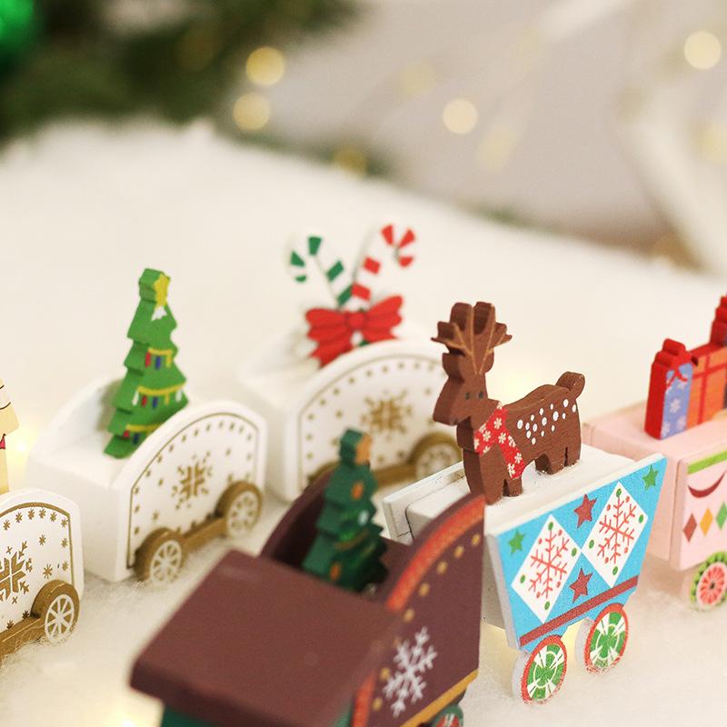 3 Styles of Christmas Decorations, Christmas Painted Wooden Train Ornaments, Children's Toys and Gifts