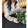Summer Lady Sexy Hollow Out Mesh Pullover Beach T-shirt Women's Knitted Sweaters See Through Casual Oversized Long Sleeve Tops