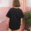 Damen Mädchen Lustiges Kurzarm Mond Katze Print Punk Gothic Lässiges Oberteil Bluse