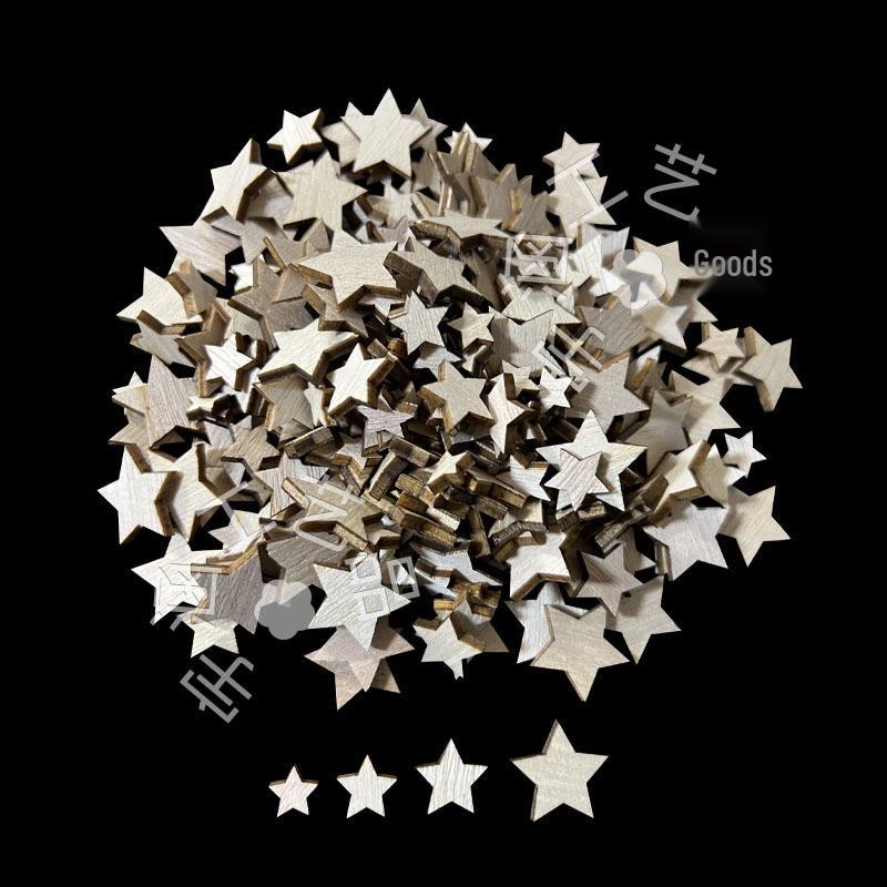 DIY Children s Five-Pointed Star & Heart Wooden Ornaments Paulownia Double-Sided 2.5 cm