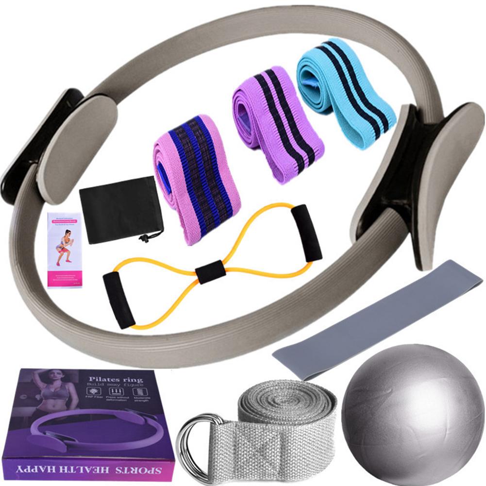 

11Pcs Yoga Set Home Workout Equipment Yoga Ball/Figure 8 Resistance Band/Yoga Band Home Pilates Kit Ergonomic for Stretching серый