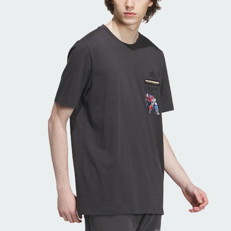 Adidas Transformers Tee Cartoon Print Sports Short Sleeve T-Shirt Men Tops Carbon-Black IK3503