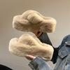 Thick-soled Fluffy Slippers Women Wear 2025 New Autumn and Winter Fashion Plush Shoes Go Out Internet Celebrity Foreign Gas Cotton Mop