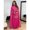 2025 Spring and Autumn Chiffon Satin Cross-Border Women Shawl Sleeve round Neck Solid Jumpsuit Long dress Long Shawl Dress
