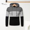 Men Fall Winter Hoodie Colorblock Drawstring Long Sleeves Big Pocket Hooded Retro Thin Loose School Daily Wear Casual Sport Top