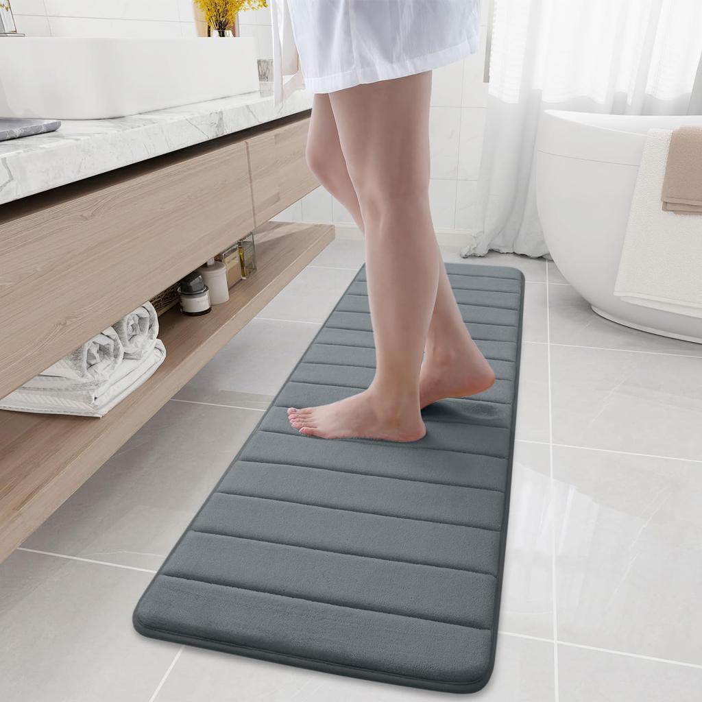 Olanly Soft Memory Foam Bathroom Bath Mat Absorbent Non-Slip Bath Mat Washable Comfortable Bath Mat Easy to Dry For Bathroom Rug