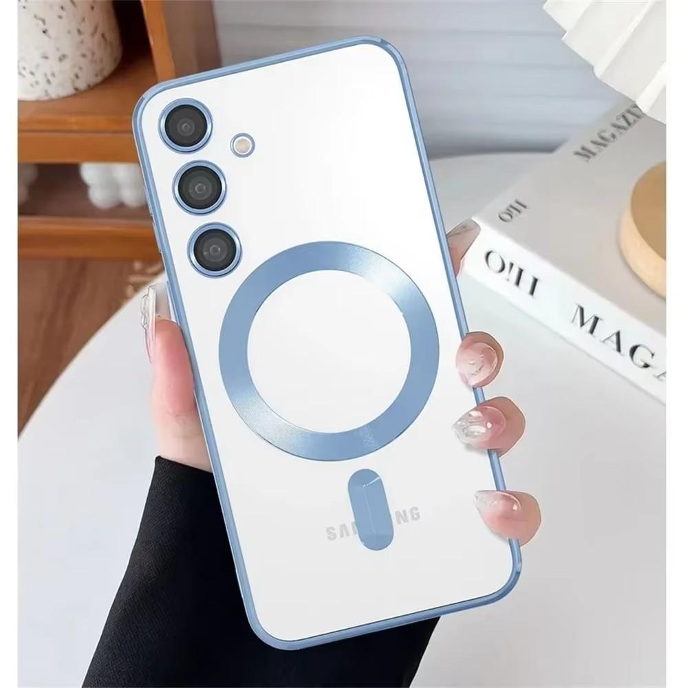 Luxury Plating Glitter Silicone Case For Samsung Galaxy S25 Edge S24 S23 S21 Fe S22 Ultra Plus Magnetic Magsafe Clear Soft Cover