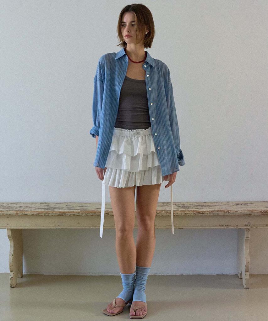 Hauseuobeupondeu Volume Ruffled Cotton Skirt_Ivory