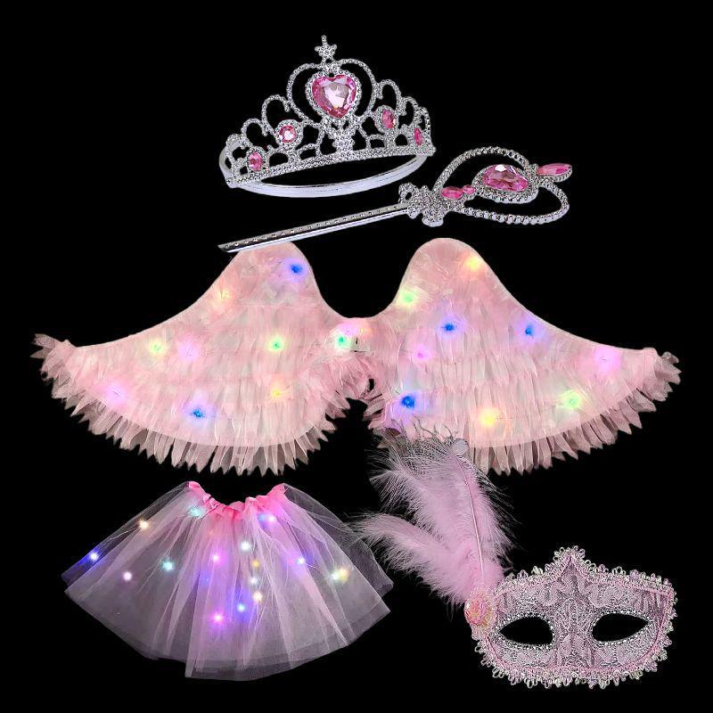 Little Girl's Angel Feather Wings Set – Christmas and New Year Costume Décor