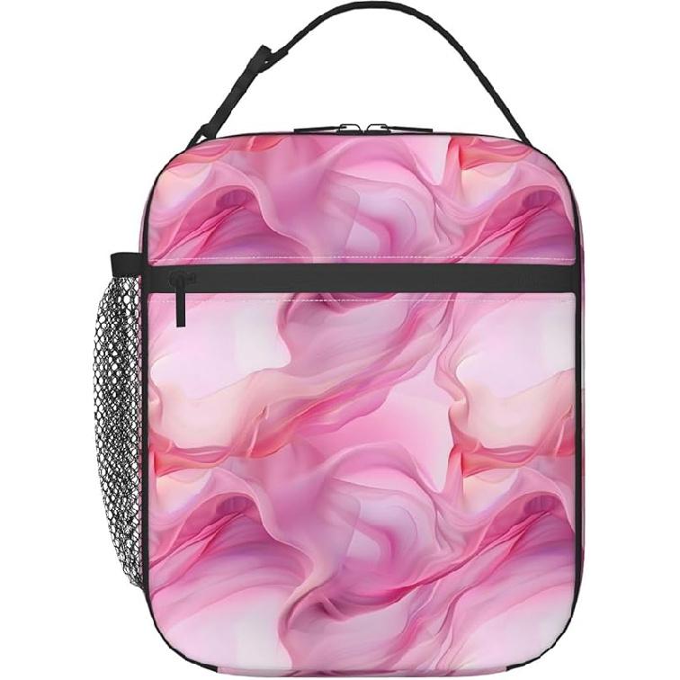 Pink Marble Lunch Box for Women Men, Insulated Lunch Box, Reusable Lunch Bag for Office, Work, Picnic, Travel