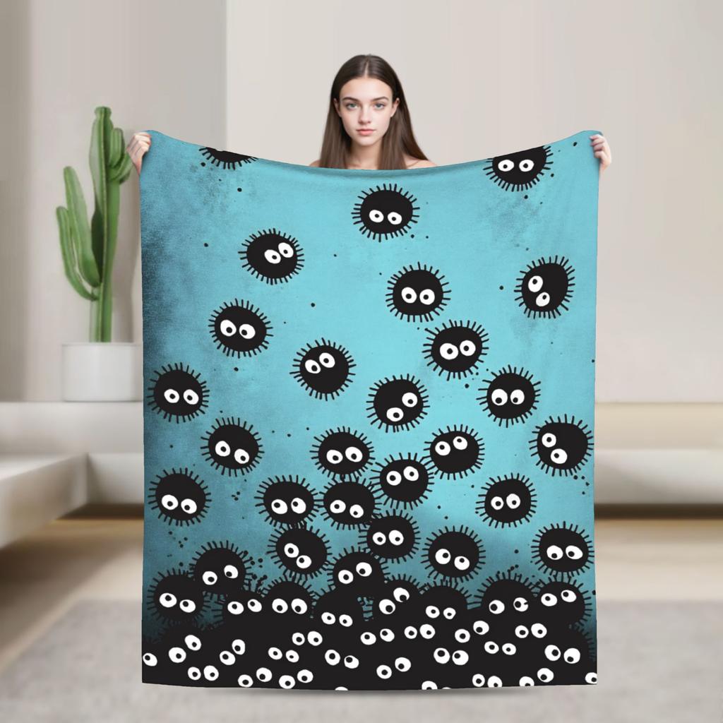 Susuwatari  Soot Sprites  Plush Blanket Students  Flannel Throw Blanket For Outdoor Soft Warm Design Quality Bedspread Gift Idea