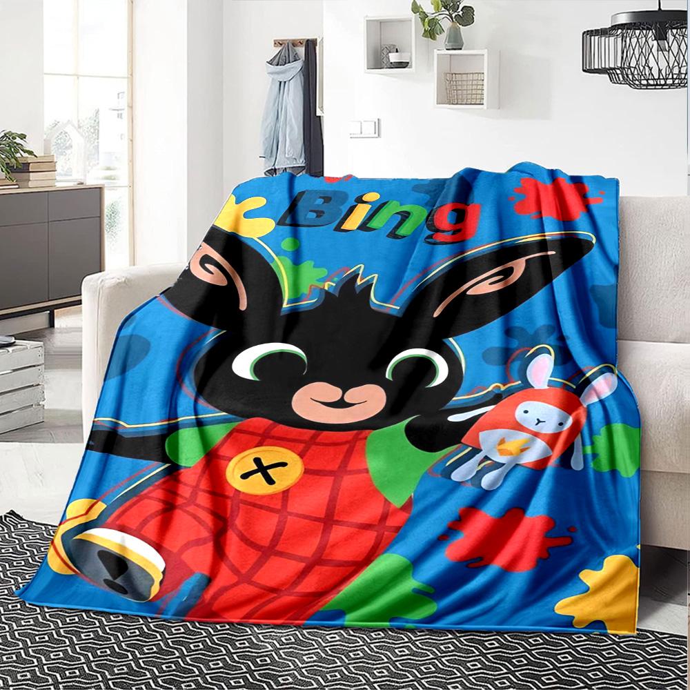Bing Cartoon Print Flannel Blanket High Quality Warm Comfortable Cover for All Seasons Perfect for Gifts Home Decor