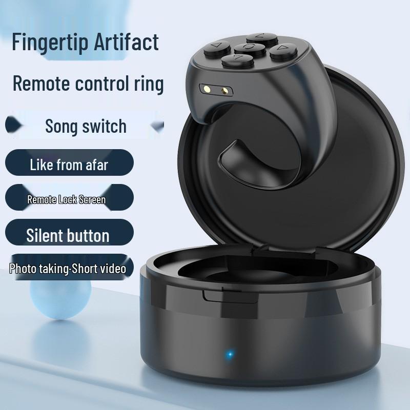 Bluetooth Finger Ring Remote Control with Charging Case: Camera & TikTok Selfie Controller