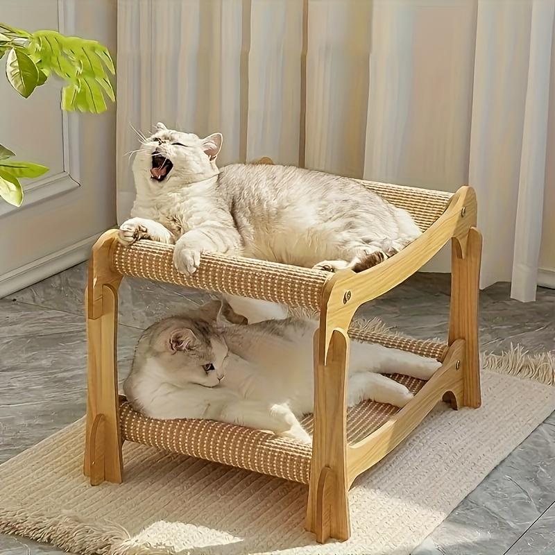 Double-Layer Cat Scratching Post Bed - Sisal Scratching Pad & Resting Perch, Space-Saving Indoor Cat Furniture for Multiple Cats