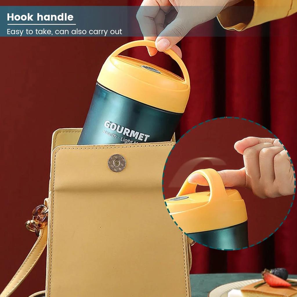 Insulated Food Jar Stainless Steel Food Flask for Hot Food Vacuum Insulated Soup Thermos W/ Spoon Carry Handle 500ml Food