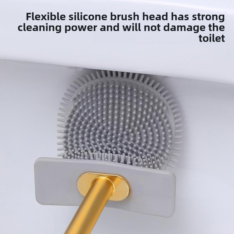 Luxury Wall-Mounted Silicone Toilet Brush & Holder Set for WC Bathroom Accessories - Durable Toilet Wash Brush Clean Maintenance