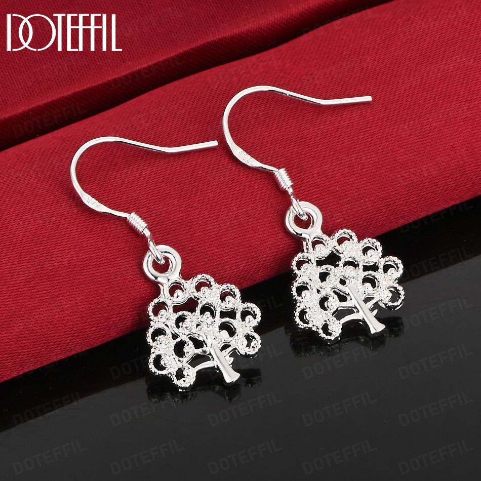 925 Sterling Silver Fashion Gift Tree Pendant Earrings Jewelry