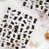 Frosted Transparent Cartoon Cat Nail Stickers - Black Cat Design