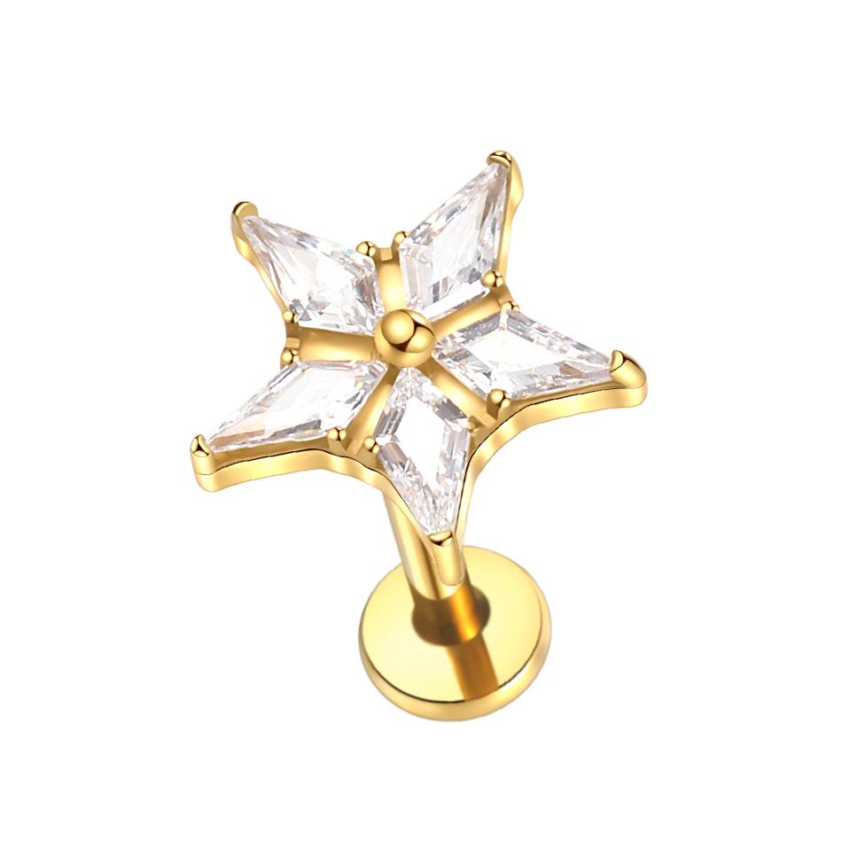 1PC G23 Titanium 16G Marquise Lotus CZ Flower Flat Back Stud Labret Tragus Helix Cartilage Conch Earring Piercings Sexy Jewelry