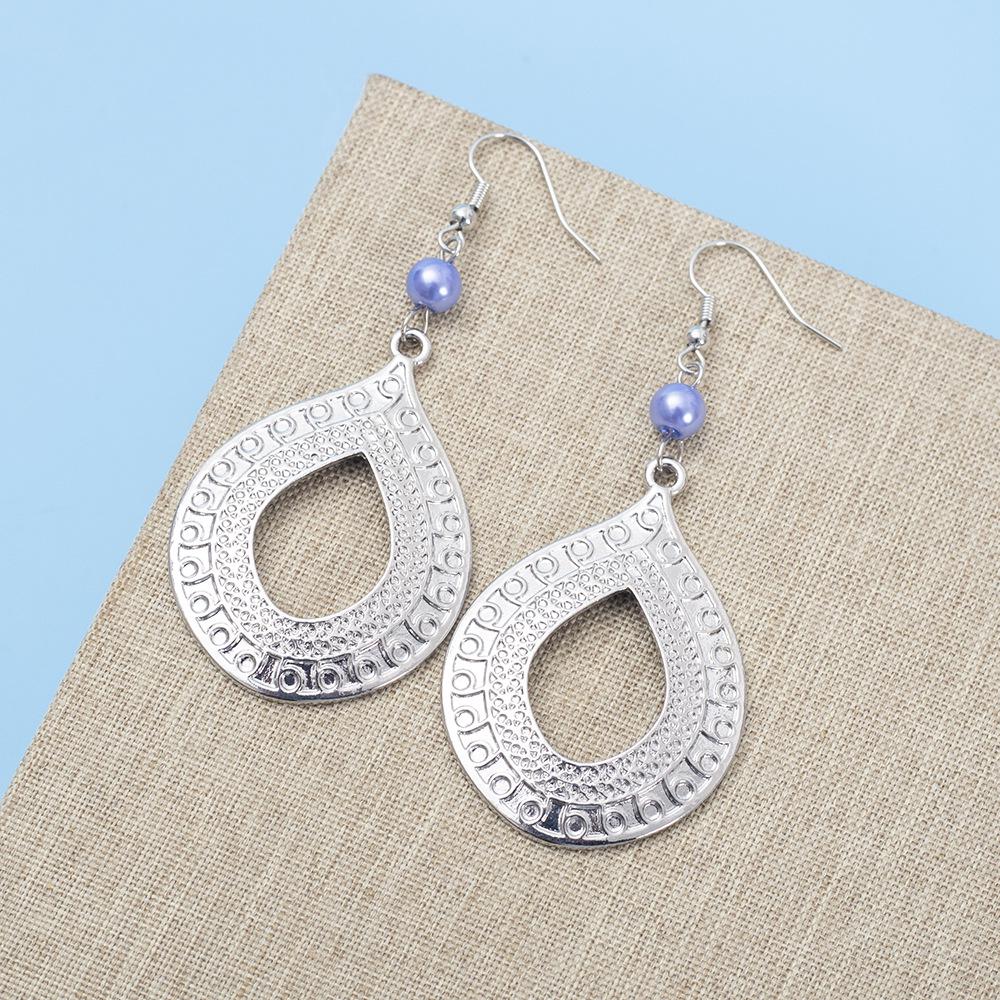Zinc Alloy Retro Hollow Water Drop Earrings with Exquisite Pattern for Women