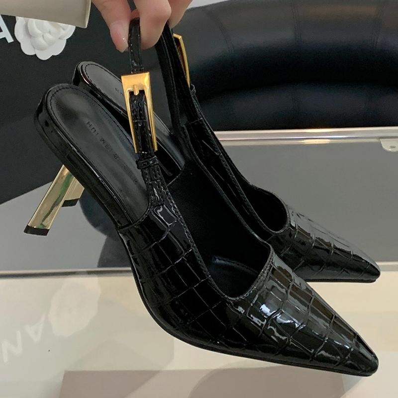 Fashion Female Metal Buckle Footwear Pumps Fashion Pointed Toe Luxury Ladies Heels Shoes 2025 New In Women Super High Heels Shoes