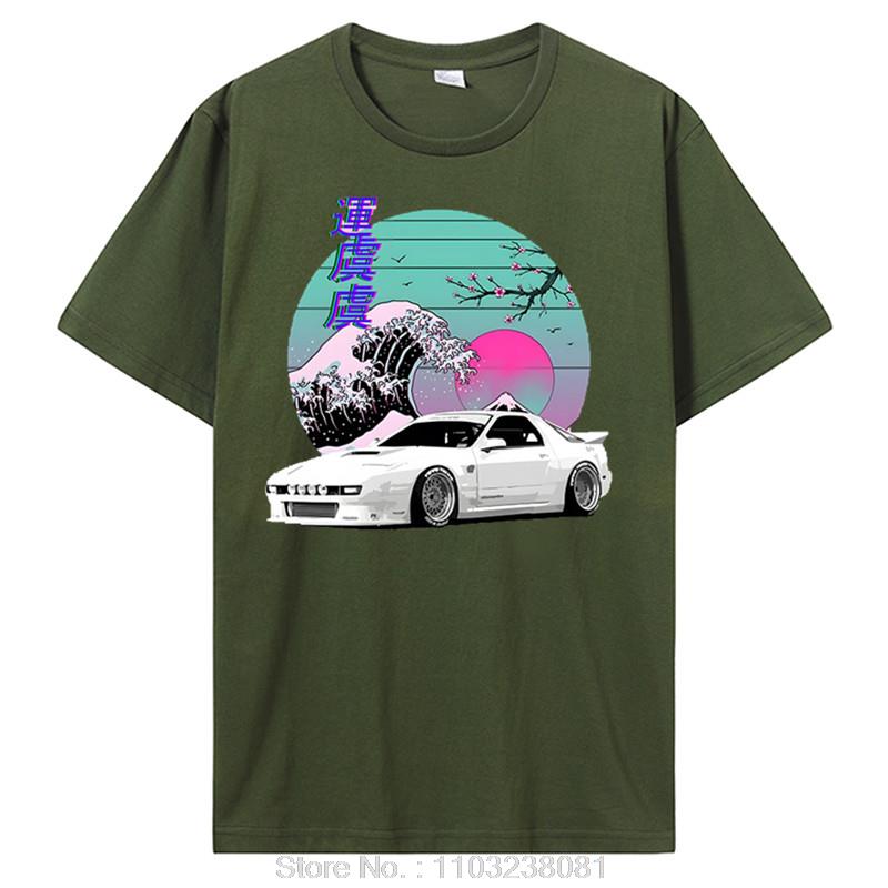 Initial D TShirt For Japanese Vaporwave JDM Legend Car RX T Shirt Harajuku Japanese Cars Unisex Cotton Classic TShirt