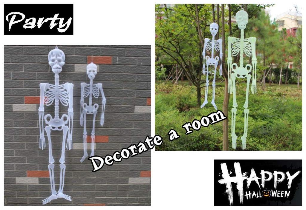 Svítící Kostra Panenka 30cm Sada 3 Luminous Skeleton Toy Party Room Autodekorace Hororová Figurka
