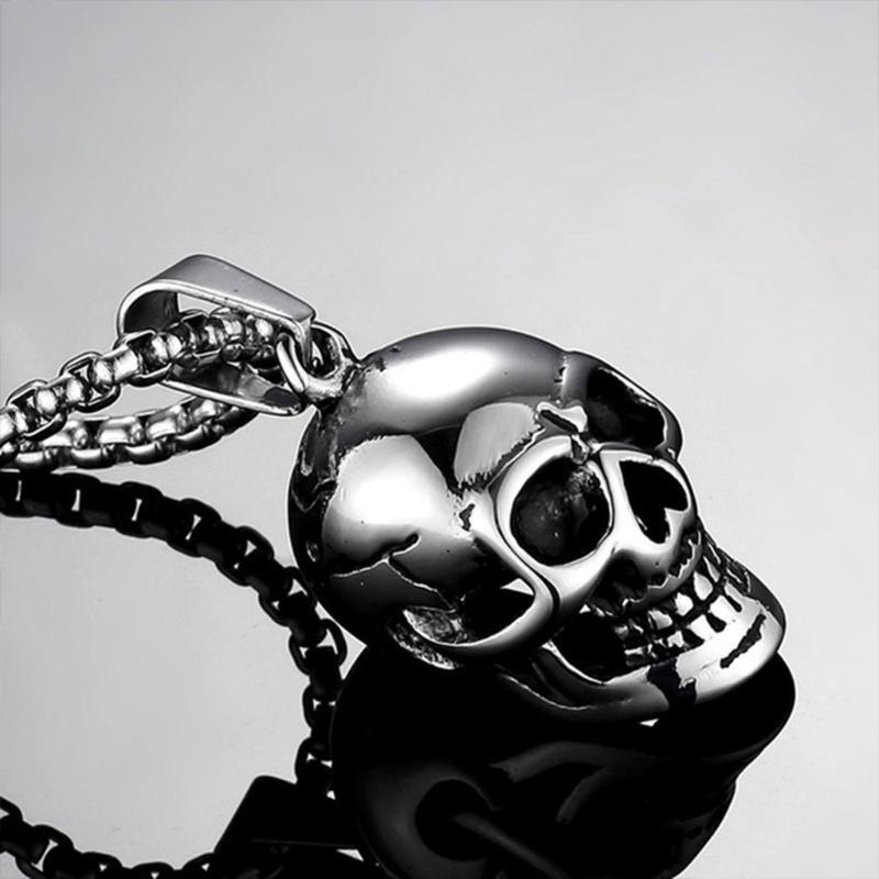 Pendentif Collier Tête de Mort en Acier Inoxydable Punk Rapper Homme Collier Tête de Mort Gothique Personnalisé Cadeau en Acier Inoxydable