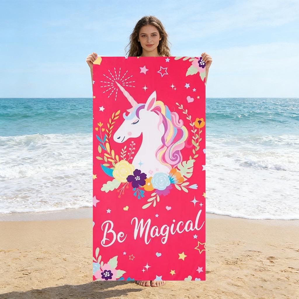 

Magical Unicorn Beach Towel Bright Color Design Quick-drying Super Absorbent Suitable for Beach Pool Gift for Friends Children W40*H60(CM)