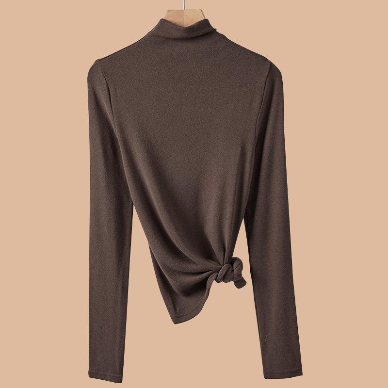 

Женская теплая футболка с полувысоким воротником из двустороннего бархата большого размера, 2025 2XL (140-160 jin)