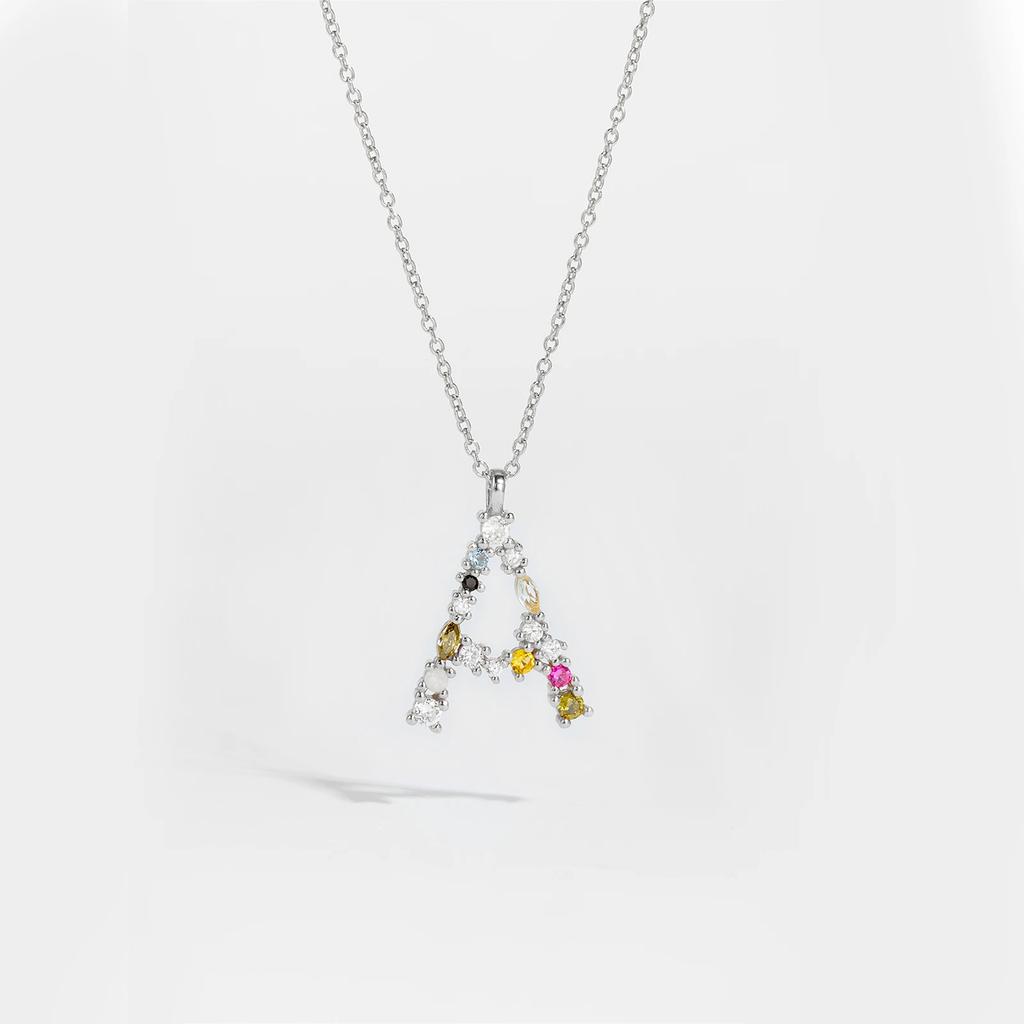 925 Sterling Silver Gold Letter M Pendant Initial F Alphabet Necklace Monogram Opals 2020 Women Accessories Jewelry