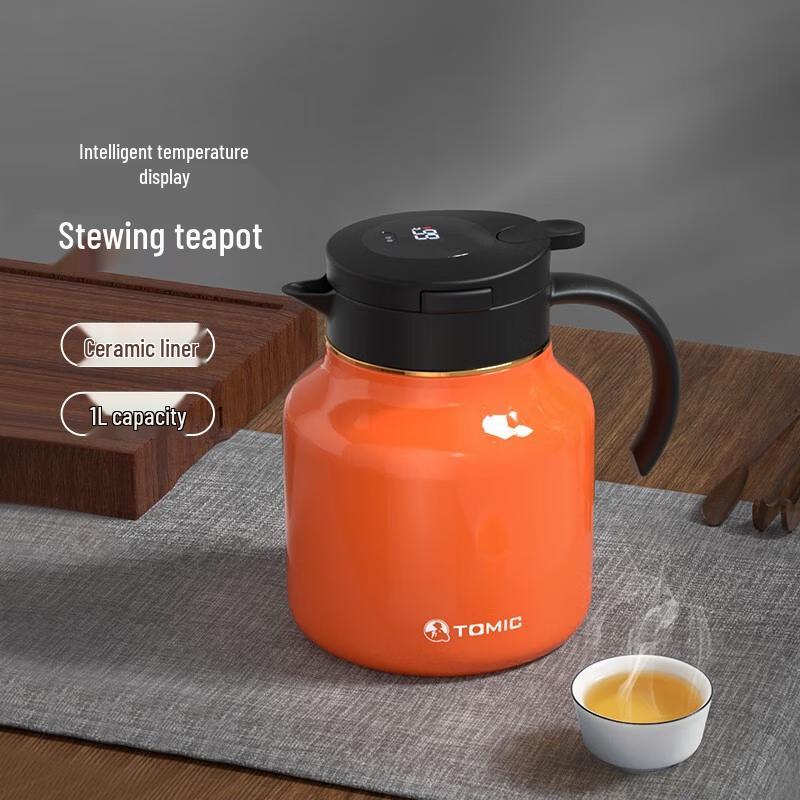 TOMIC Smart Temperature Display Stewing & Insulated Tea Pot, 1L
