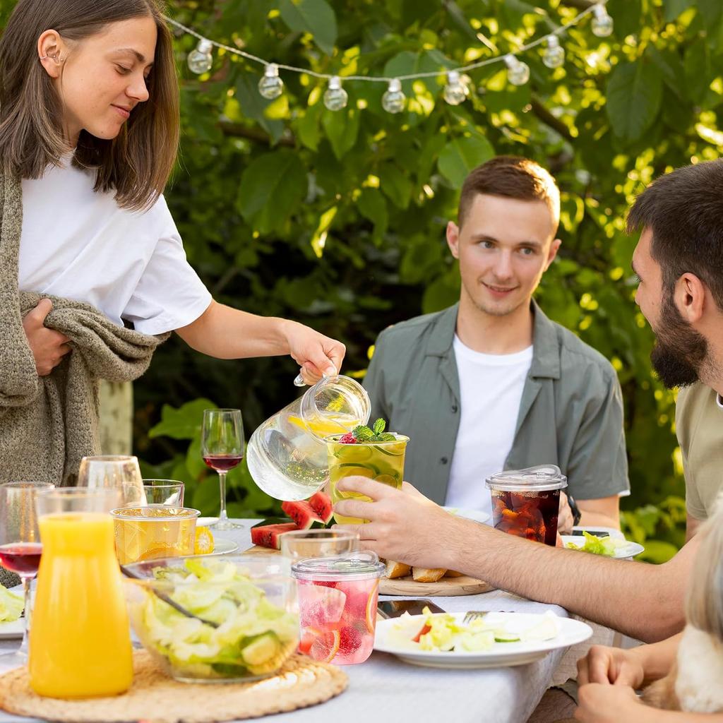 KesaPlan 50 Pack 12oz Clear Plastic Cups with Sip Lids, Disposable Iced Coffee Cup with Strawless Lid for Party Wedding Catering Events, To Go Cups