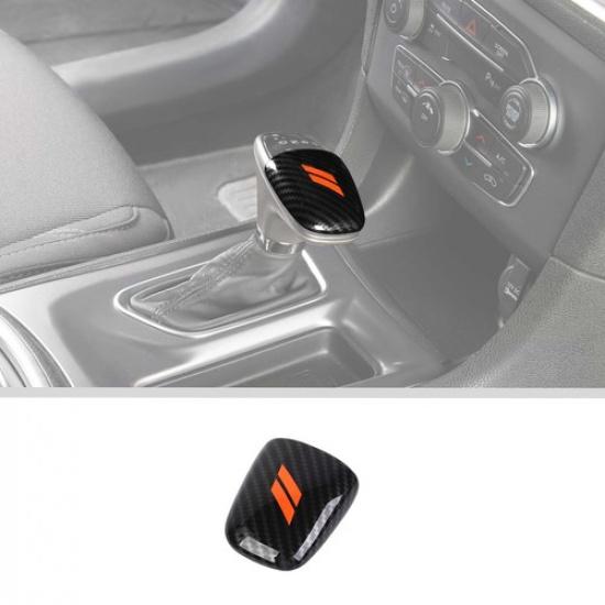 Gear Shifter Control Knob Cover for Challenger Charger 2015+ Carbon fiber&Orange