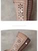 Johnature Ethnic Style Hollow Breathable Flat Sandals Genuine Leather Round Toe Soft Sole Women's Slip-on Shoes