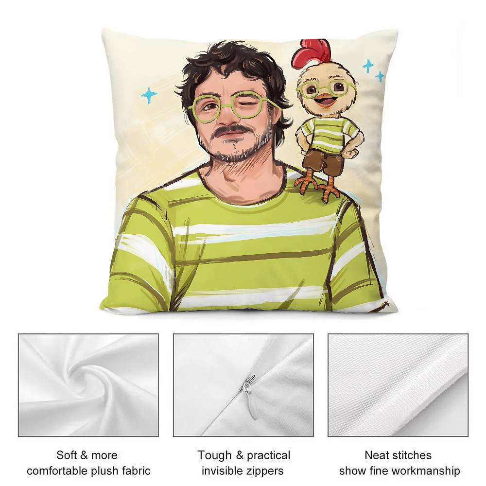 Funny P-Pedro Pascal M-Mood M-Memes Pillow Case Throw Pillow Cover Nordic Vintage Style Cushion Covers Home Living Room Sofa