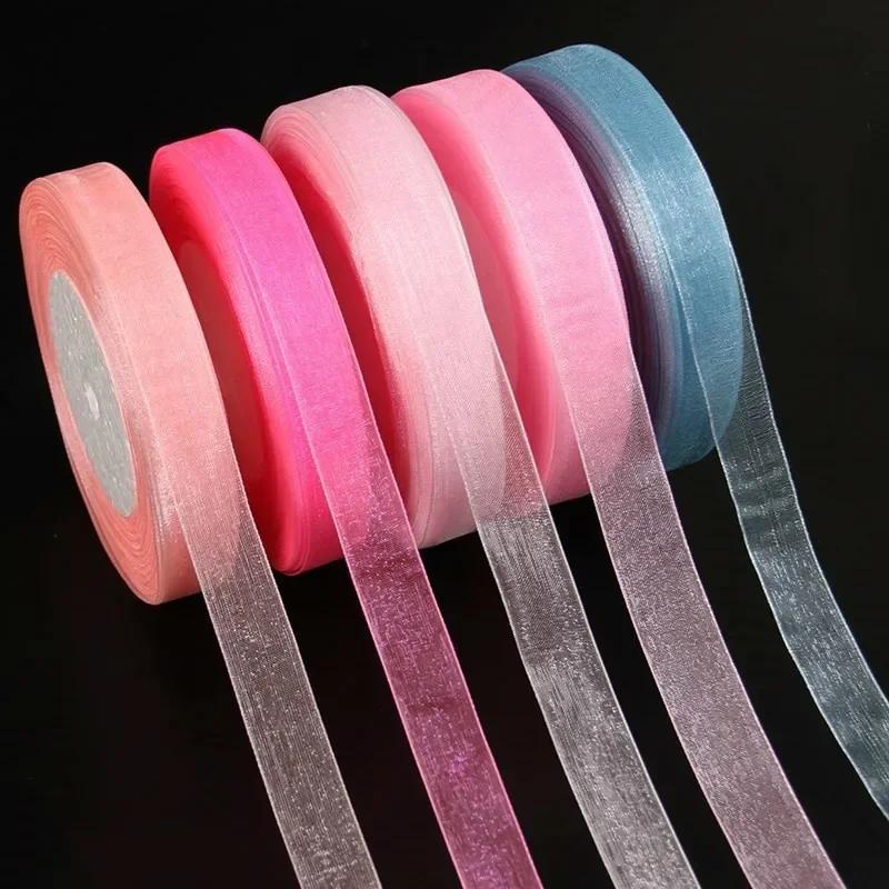 12 mm(45 Meter/Rolle) Organzaband Geschenkband Weihnachtsfeier Haus DIY Geschenkverpackung Hochzeitsdekoration Bänder DIY Chiffonbänder